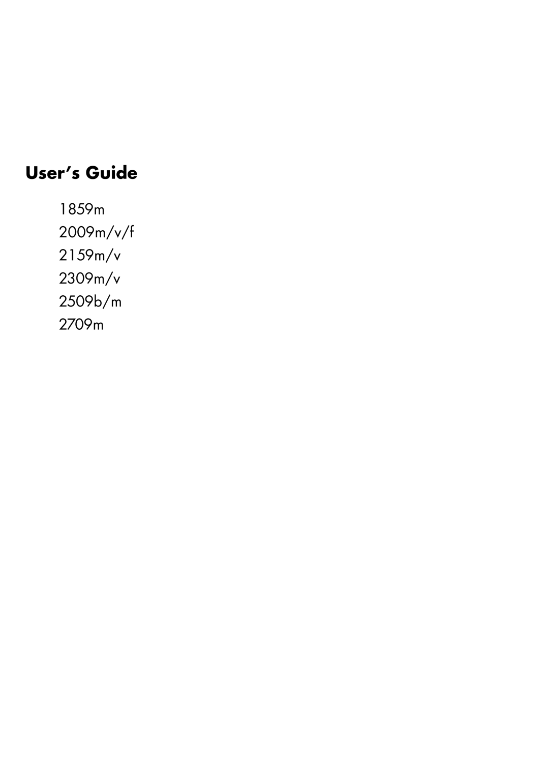 HP manual User’s Guide, 1859m 2009m/v/f 2159m/v 2309m/v 2509b/m 2709m 