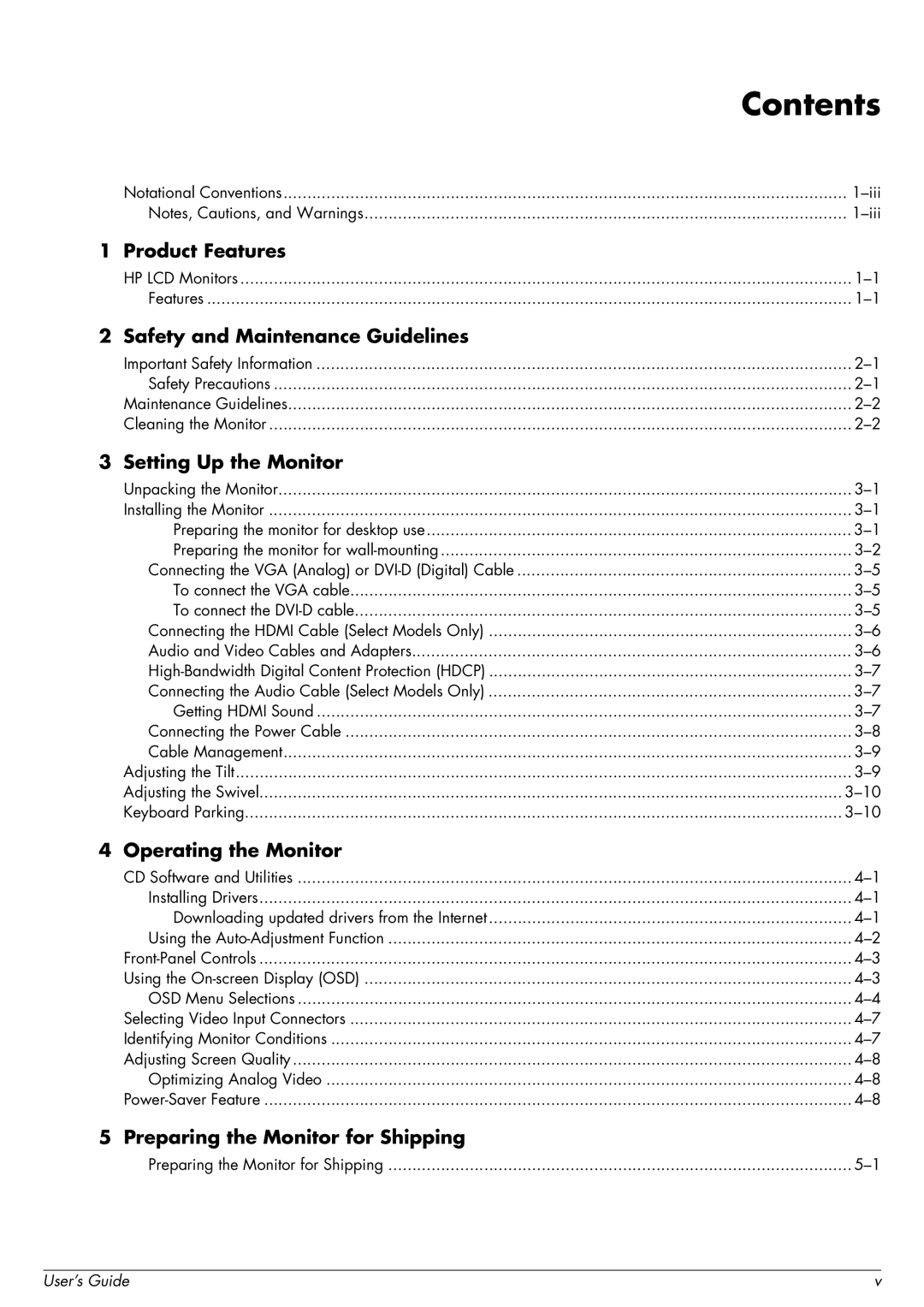 HP 2509b manual Contents 