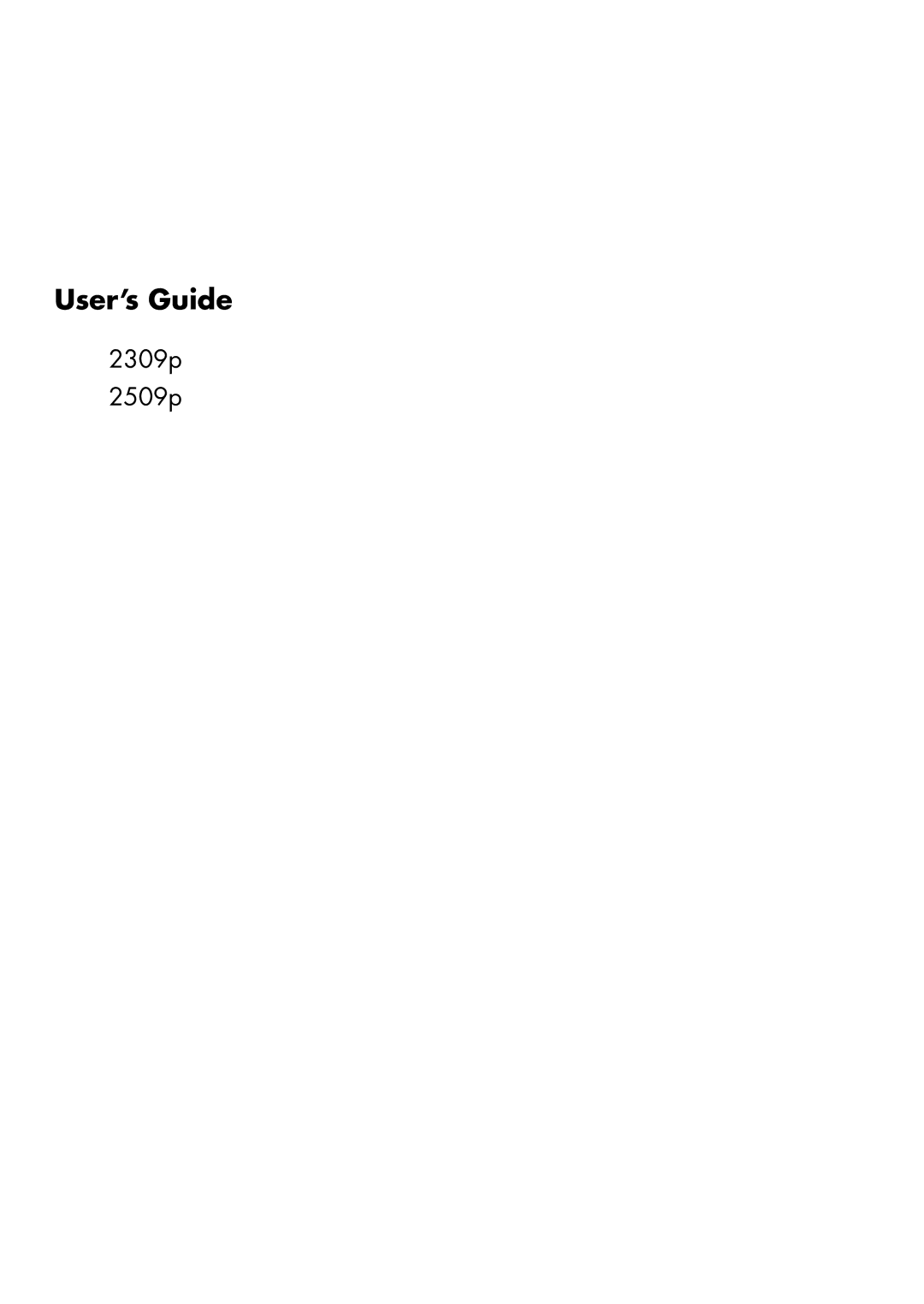 HP 2309P, 2509P manual User’s Guide, 2309p 2509p 