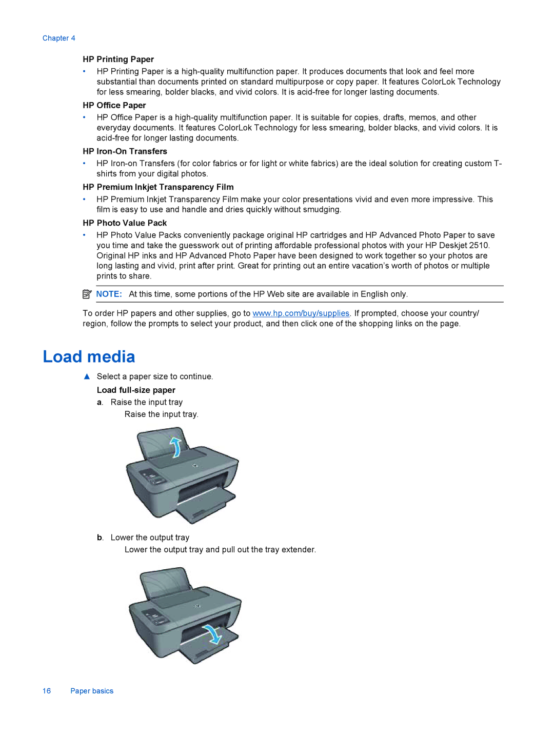 HP 2510 CX028A manual Load media 