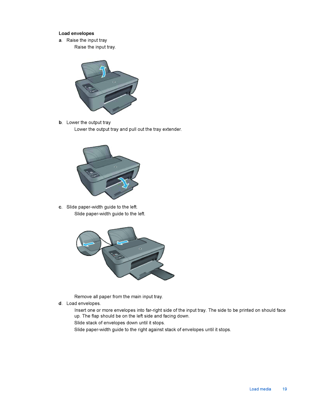 HP 2510 CX028A manual Load envelopes 