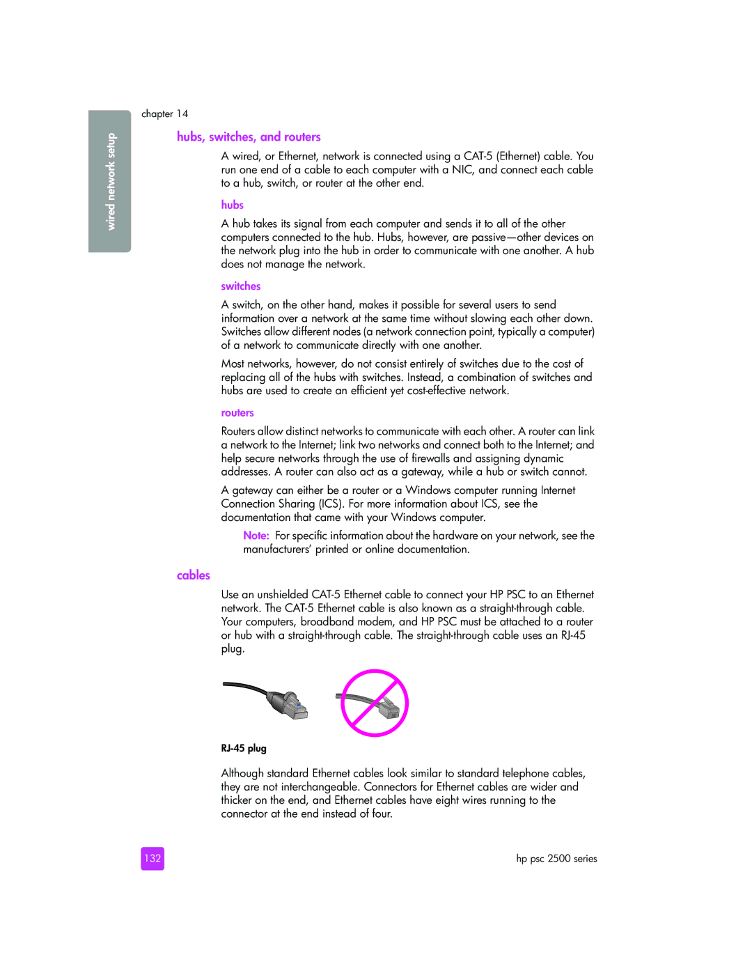 HP 2510xi manual Hubs, switches, and routers, Cables, Switches, Routers 