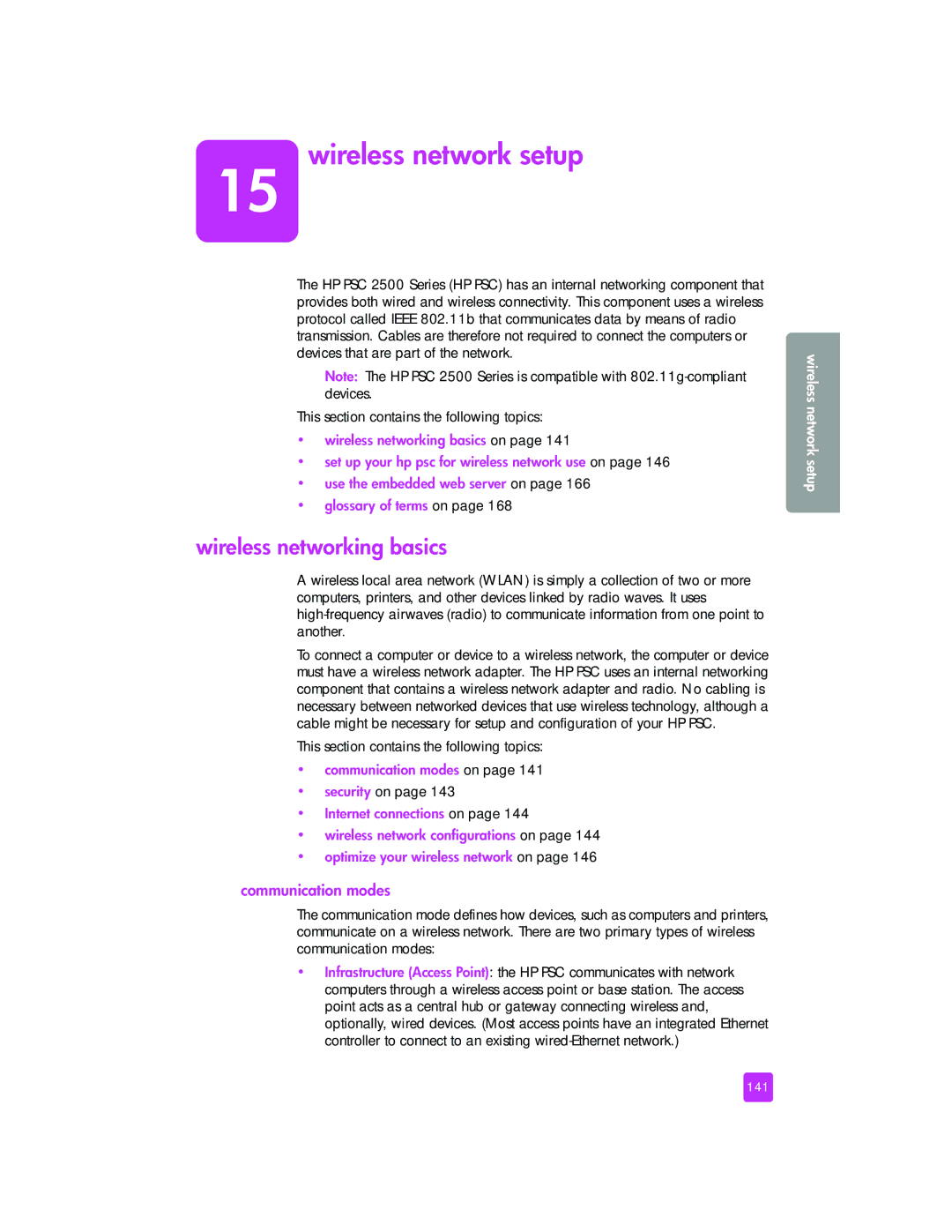 HP 2510xi manual Wireless network setup, Wireless networking basics, Communication modes on, Security on 