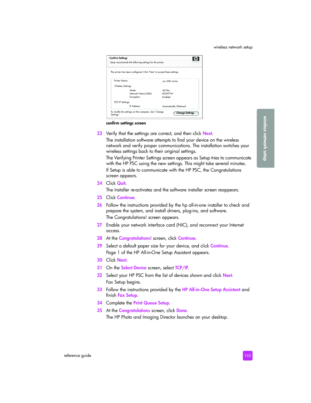 HP 2510xi manual Click Continue, 165 