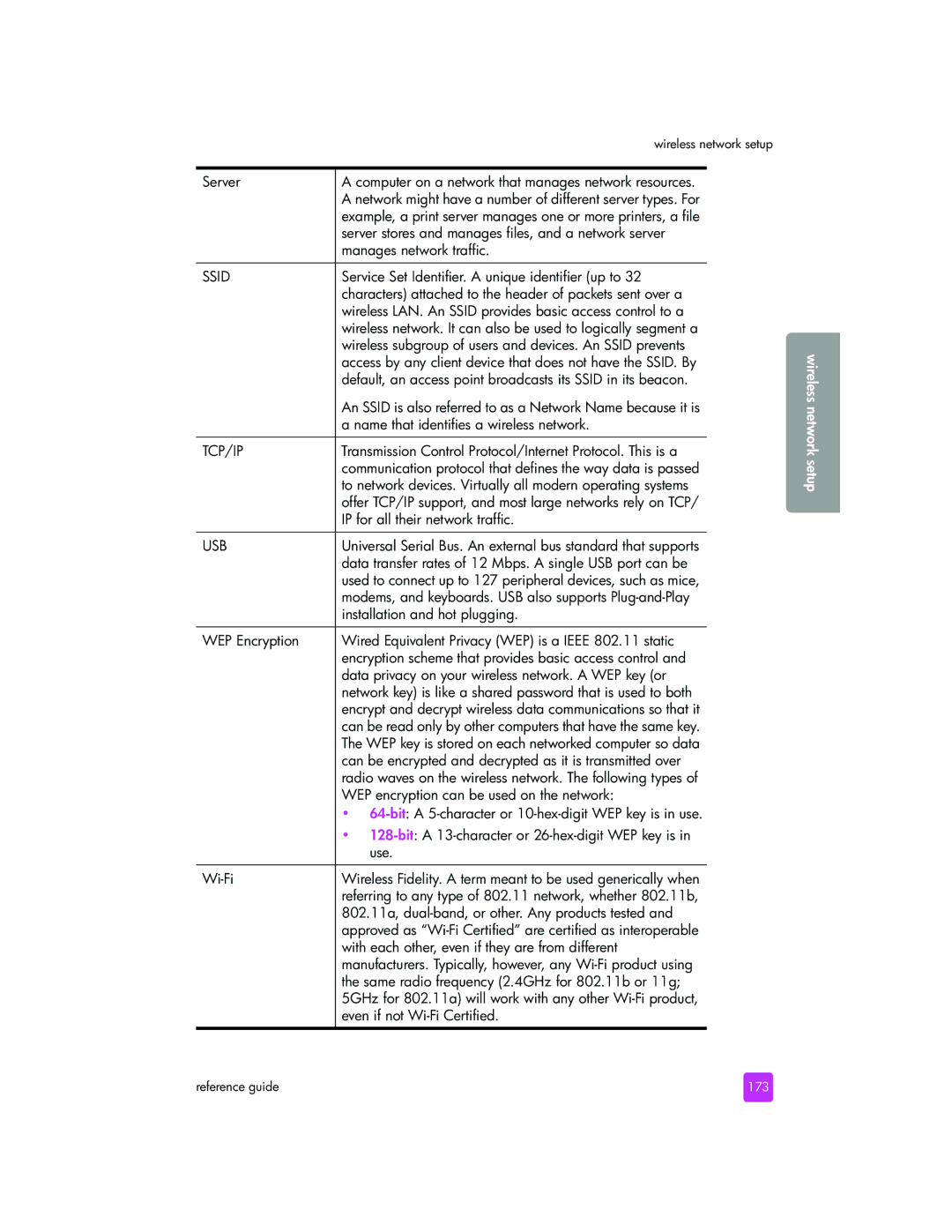 HP 2510xi Service Set Identifier. a unique identifier up to, Characters attached to the header of packets sent over a 