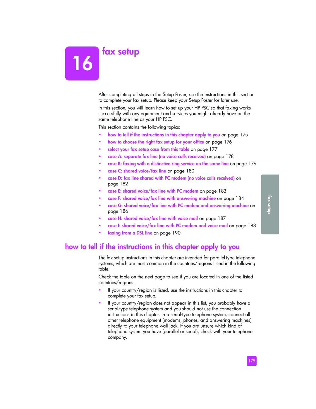 HP 2510xi manual Fax setup, 175 