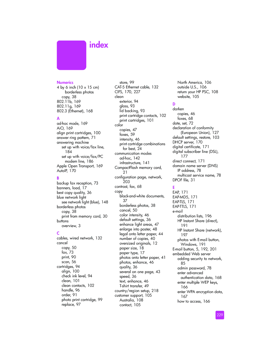 HP 2510xi manual Index, Numerics, 229 