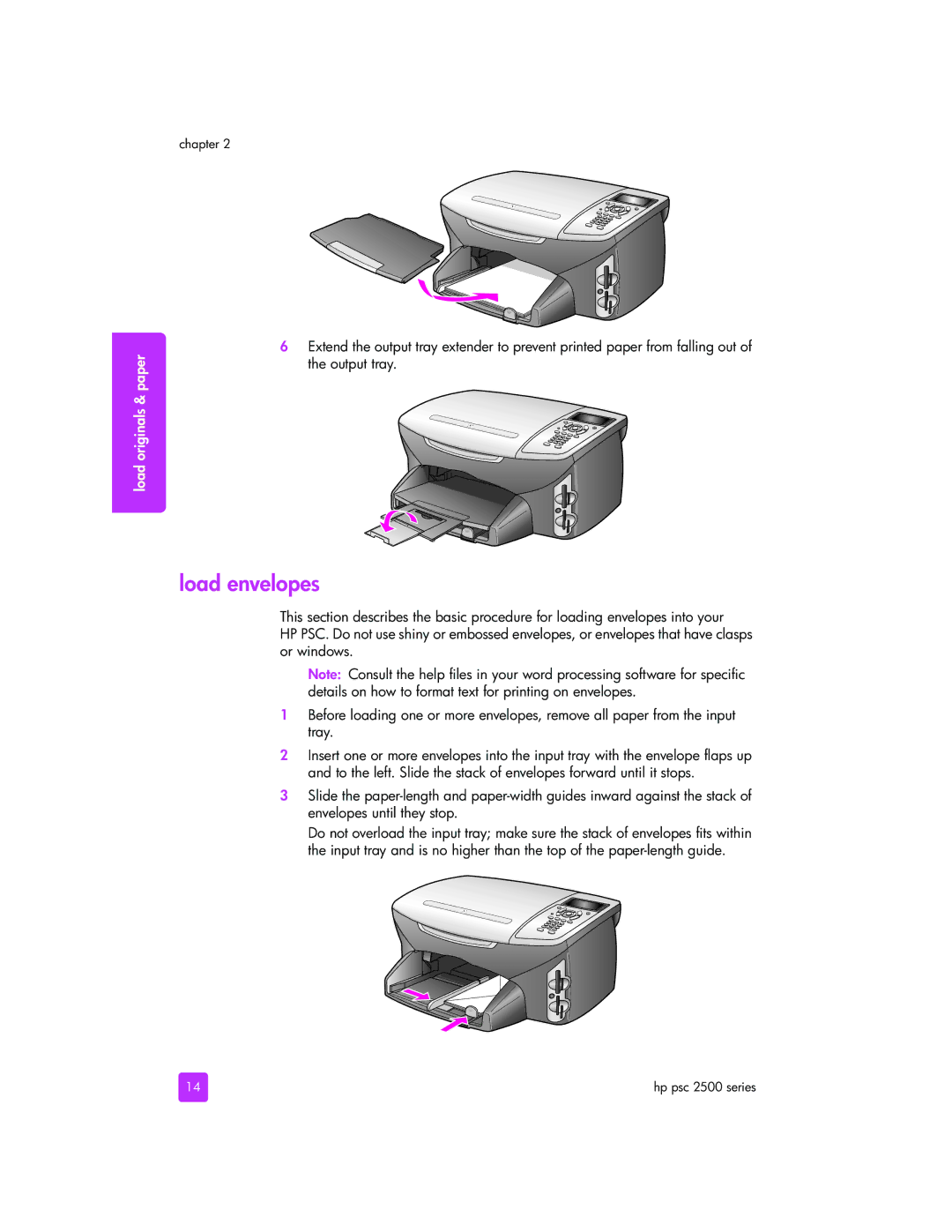 HP 2510xi manual Load envelopes 