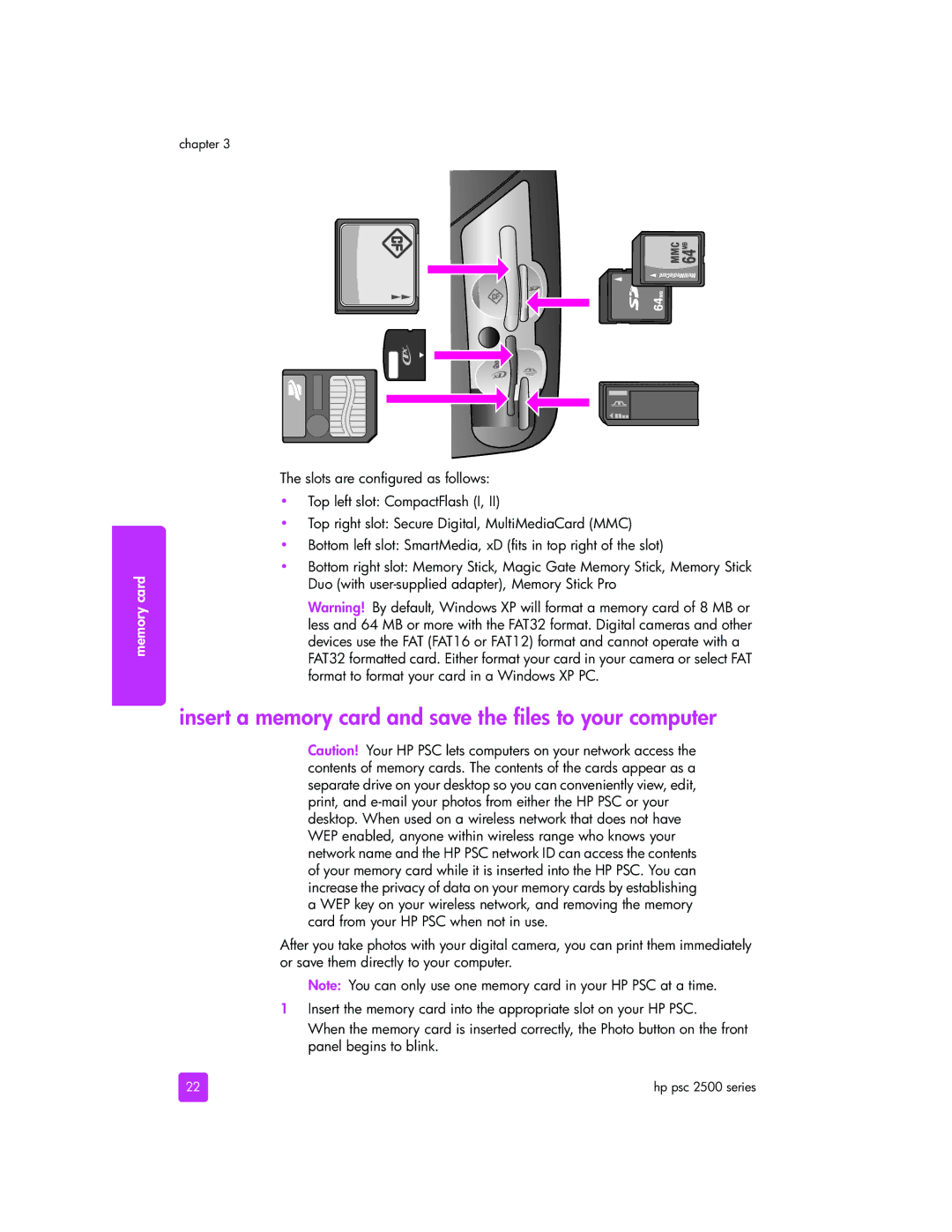 HP 2510xi manual Insert a memory card and save the files to your computer 