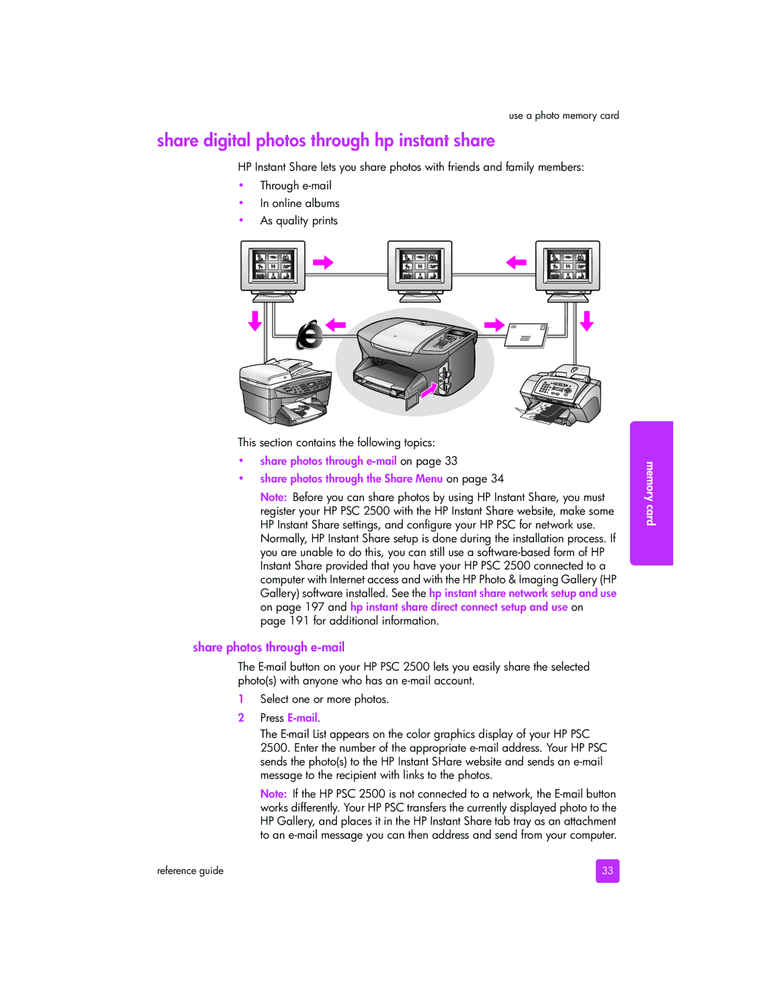 HP 2510xi manual Share digital photos through hp instant share, Share photos through e-mail 