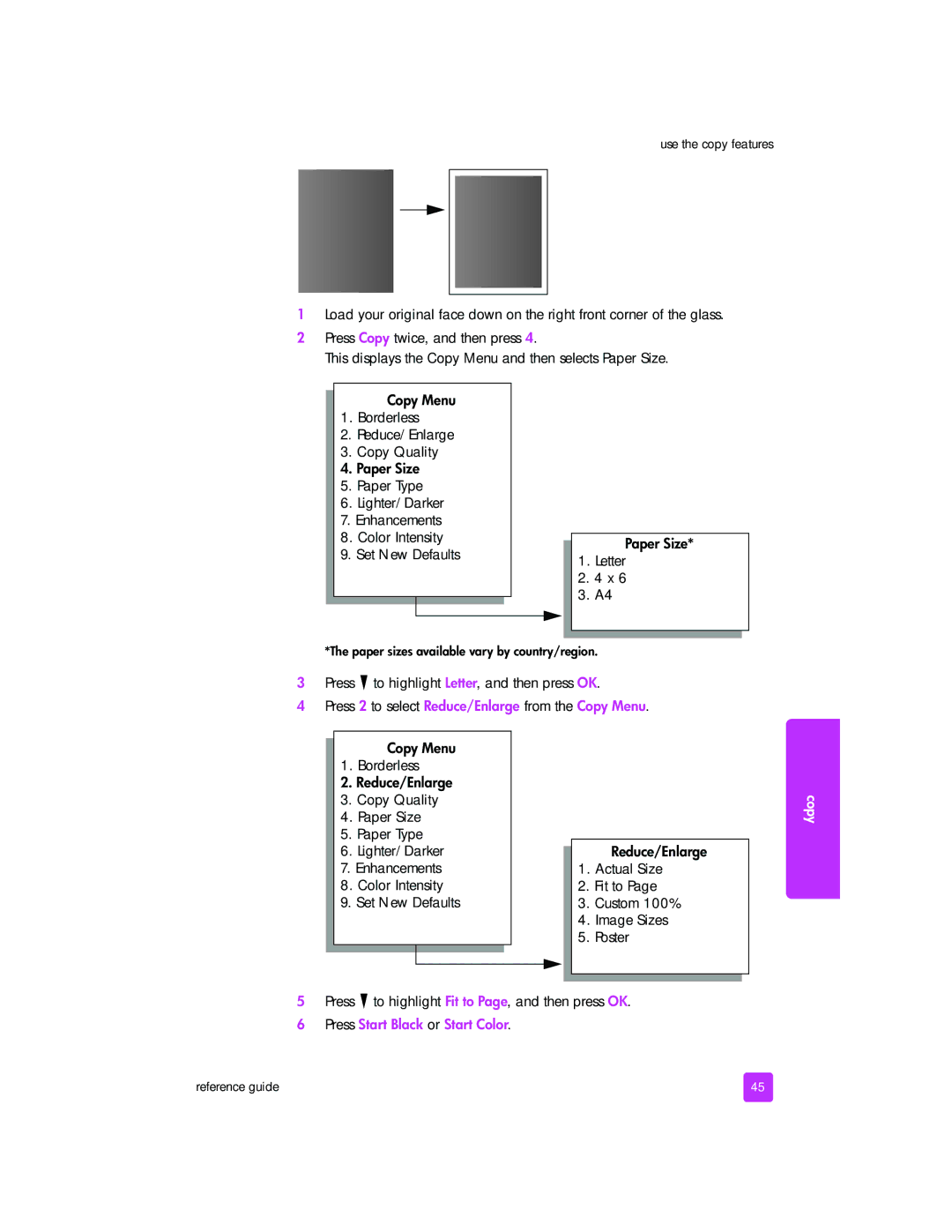 HP 2510xi manual Press to highlight Fit to Page, and then press OK 