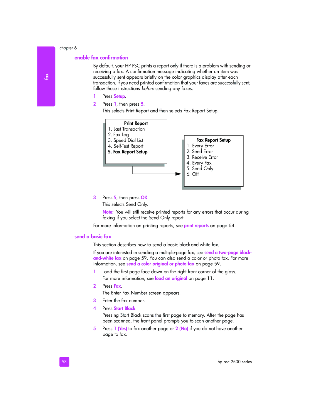 HP 2510xi manual Enable fax confirmation, Send a basic fax 