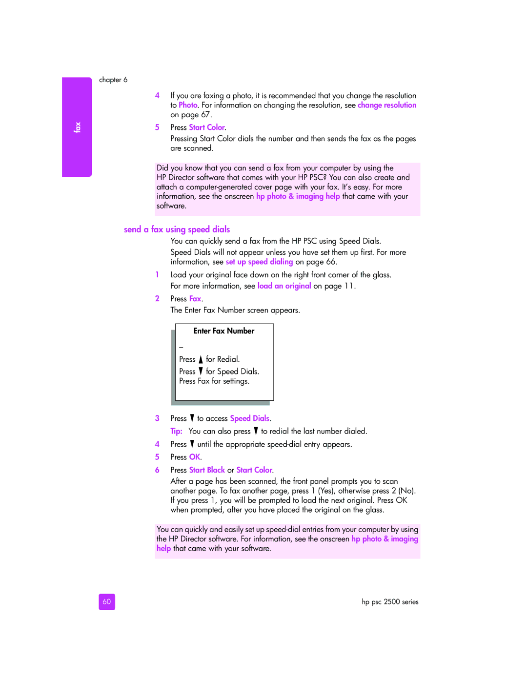 HP 2510xi manual Send a fax using speed dials, Press Start Color 