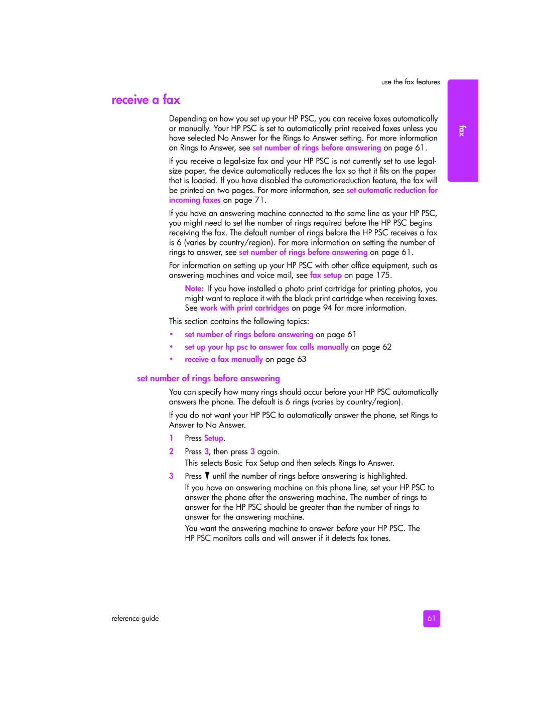 HP 2510xi manual Receive a fax, Set number of rings before answering 