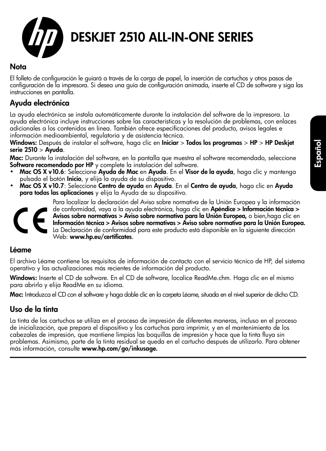 HP 2510, 2514 manual Español 