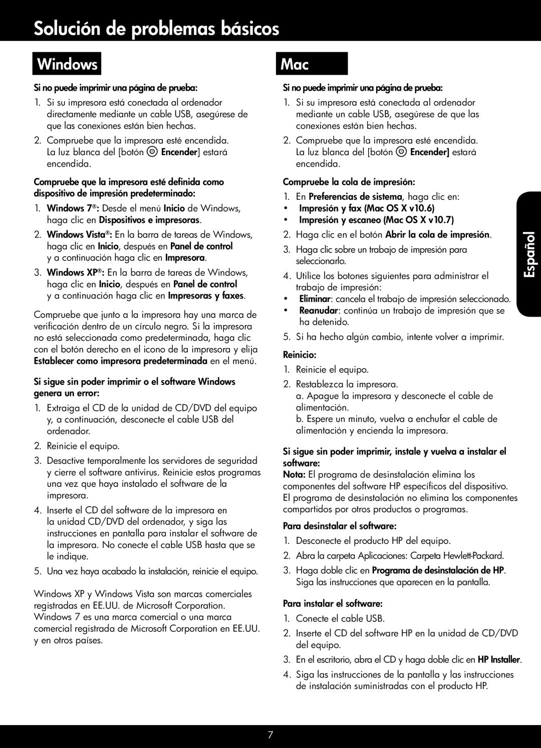 HP 2510, 2514 manual Solución de problemas básicos, Si no puede imprimir una página de prueba 