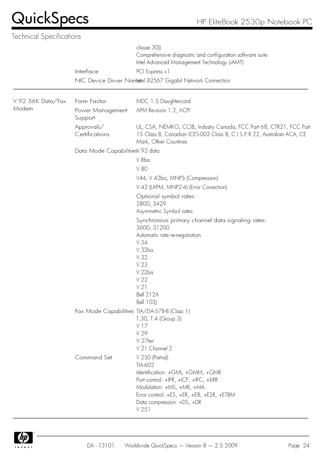 HP 2530p Clause, Comprehensive diagnostic and configuration software suite, Intel Advanced Management Technology iAMT 