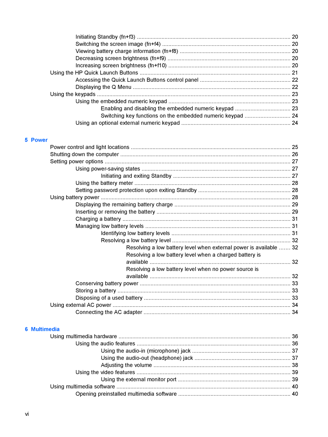 HP 2533t Mobile manual Power 