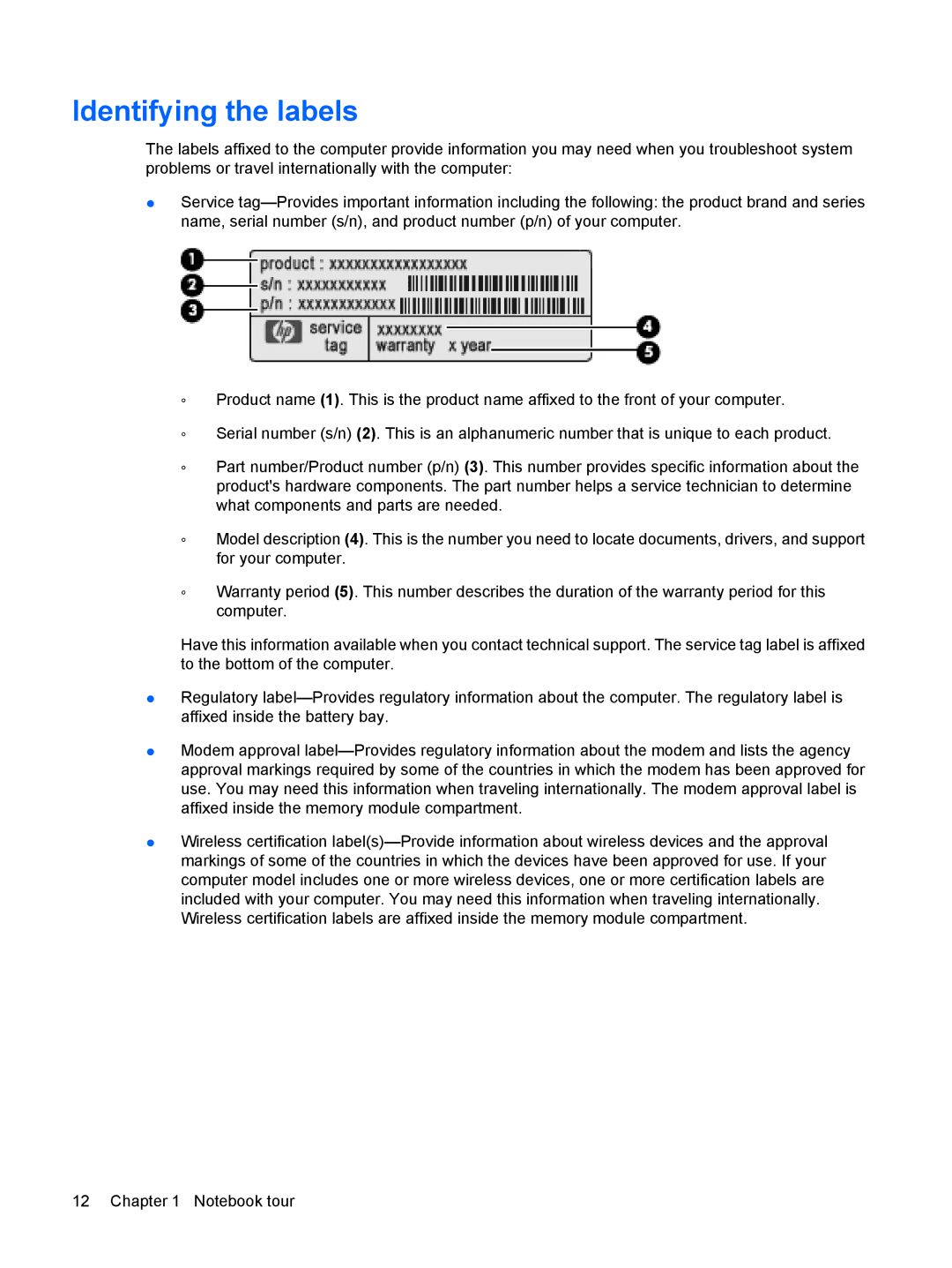 HP 2533t Mobile manual Identifying the labels 