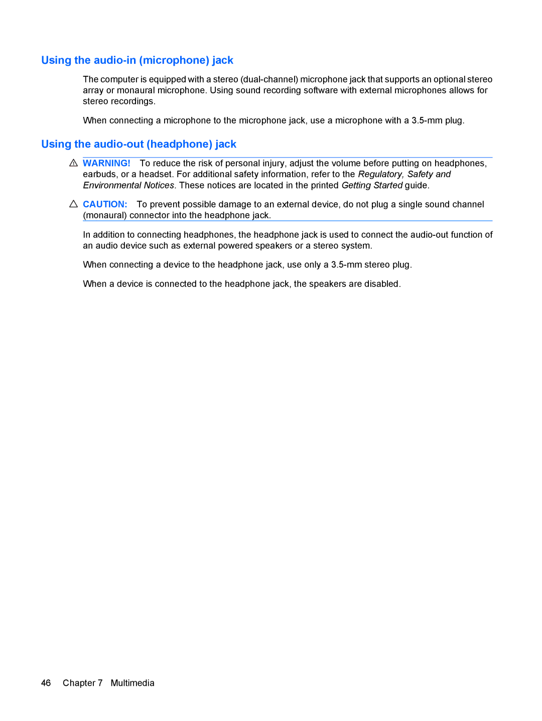 HP 2533t Mobile manual Using the audio-in microphone jack, Using the audio-out headphone jack 