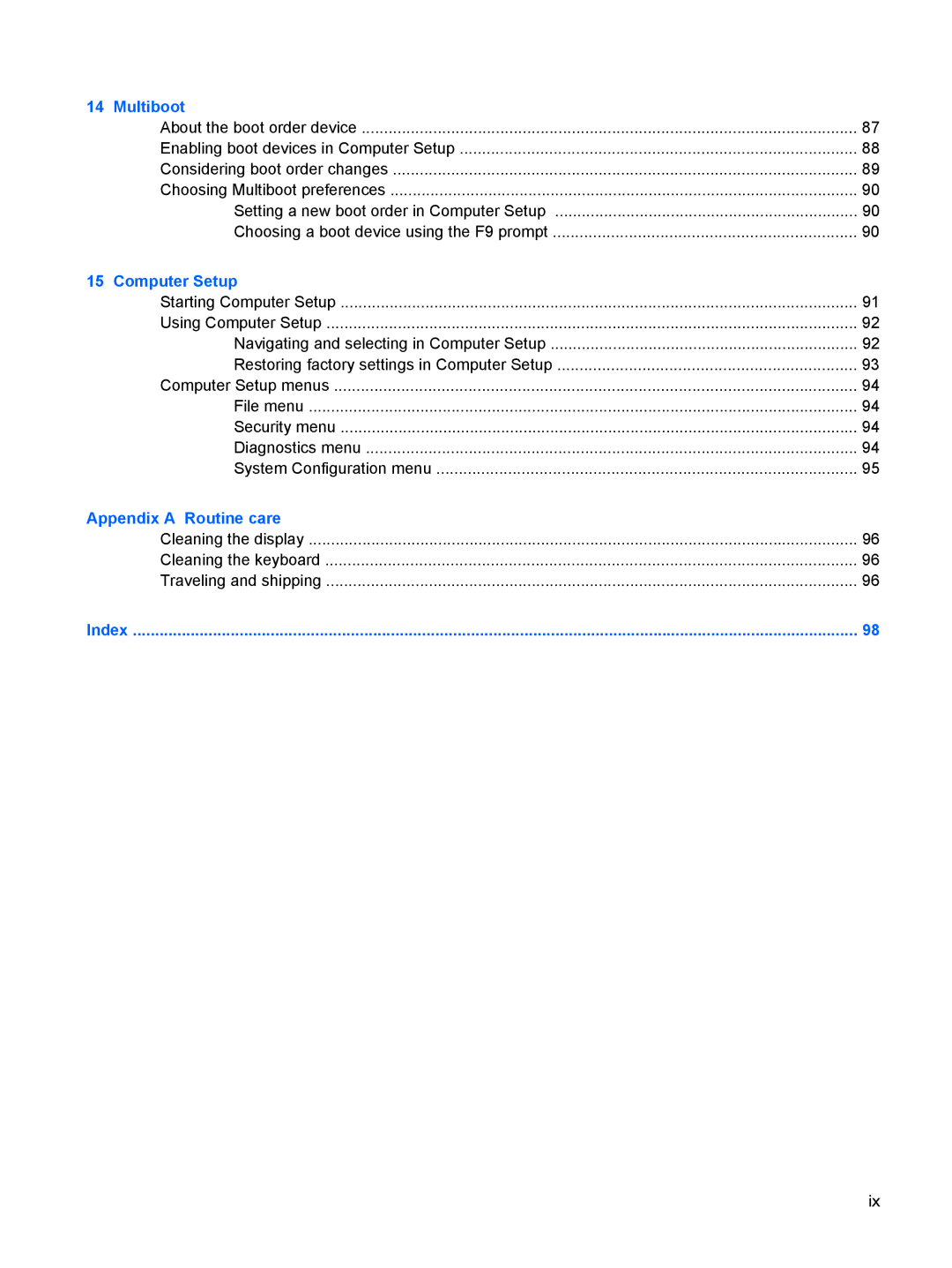 HP 2533t Mobile manual Appendix a Routine care 