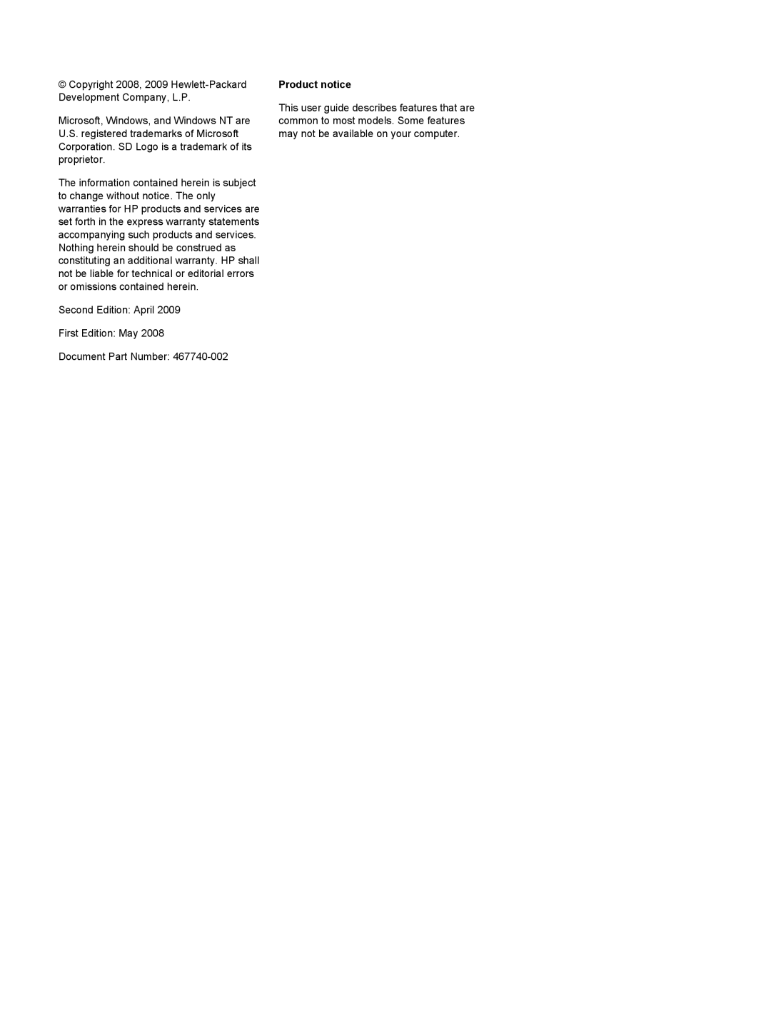 HP 2533t Mobile manual Product notice 