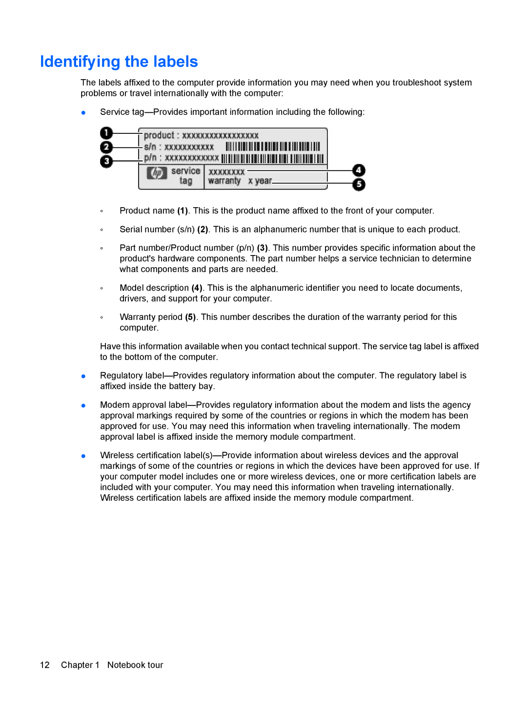 HP 2533t Mobile manual Identifying the labels 