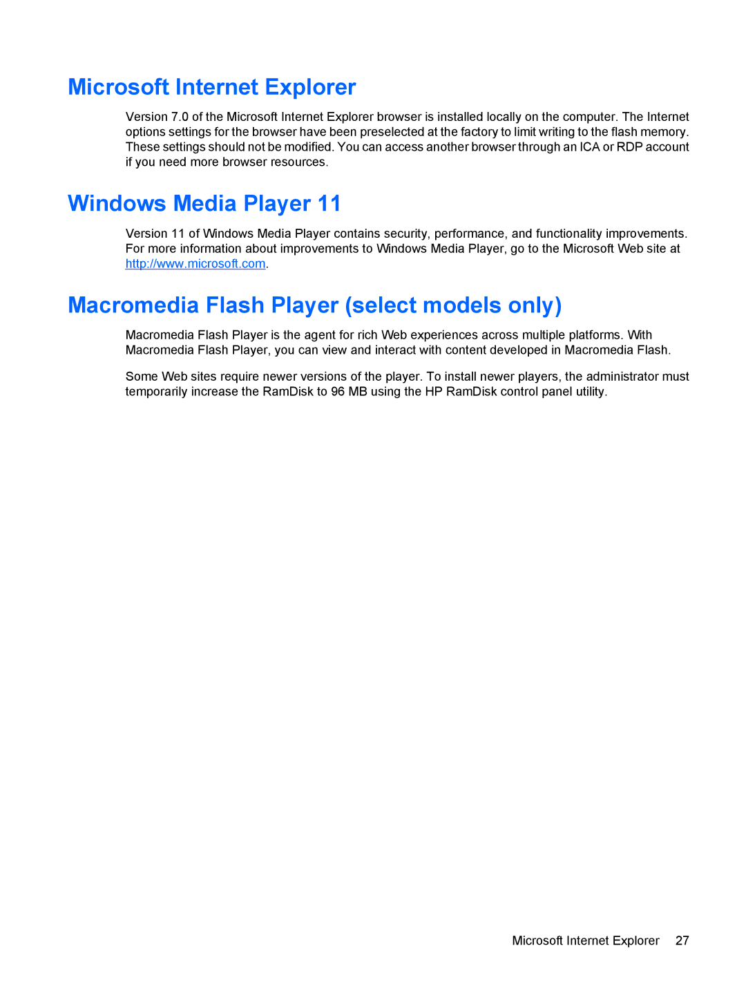 HP 2533t Mobile manual Microsoft Internet Explorer 