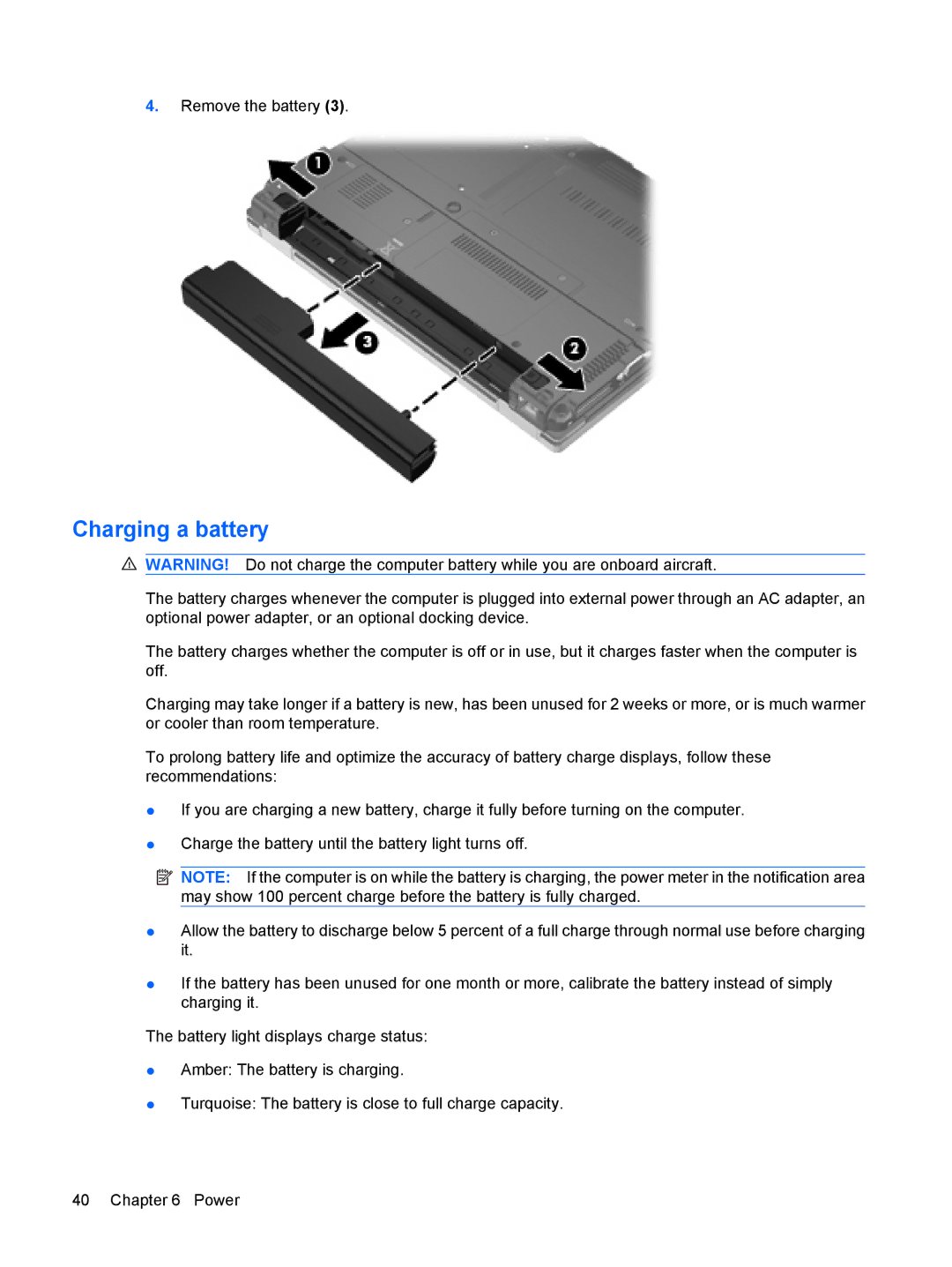 HP 2533t Mobile manual Charging a battery 