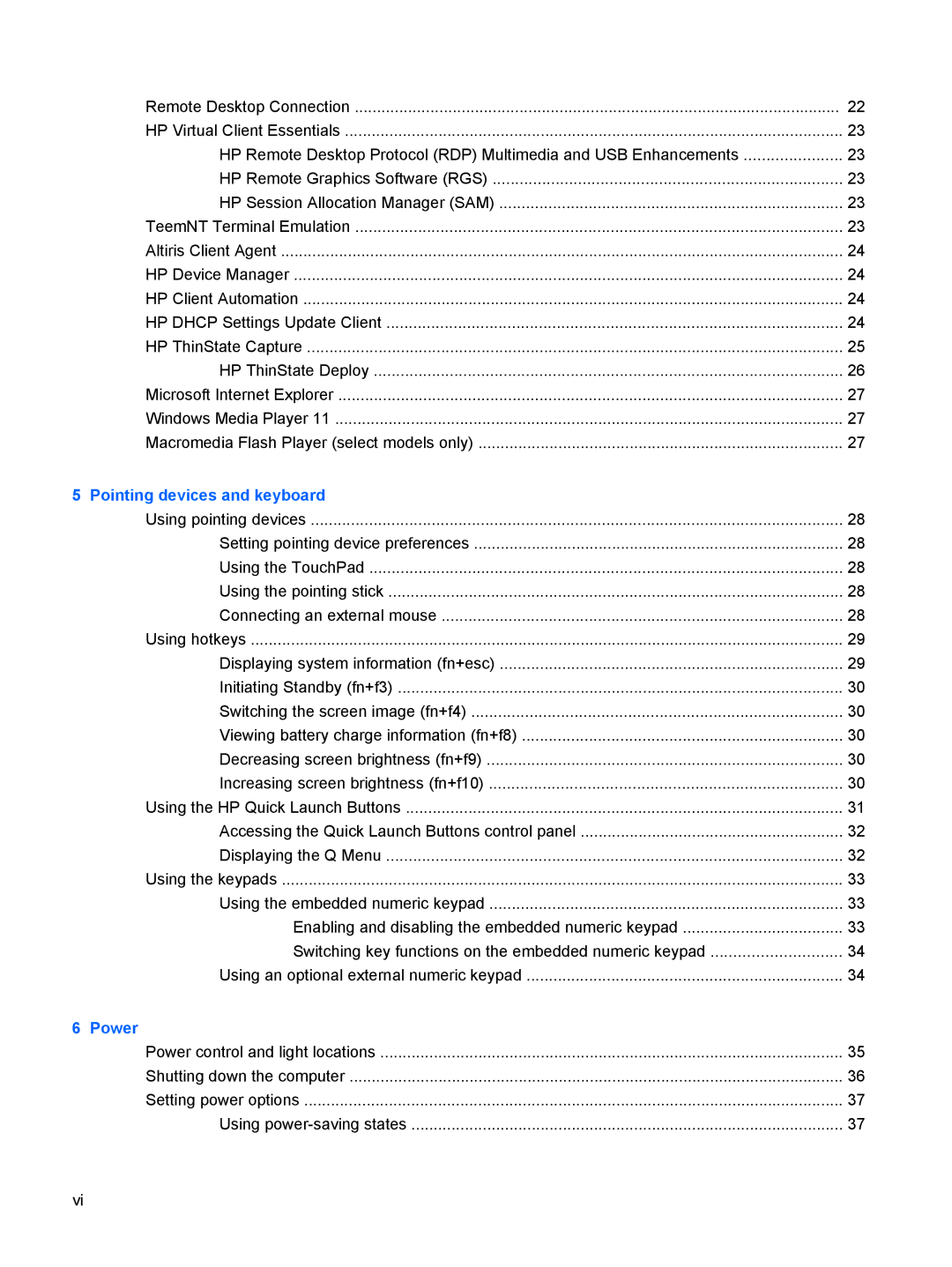 HP 2533t Mobile manual Pointing devices and keyboard 