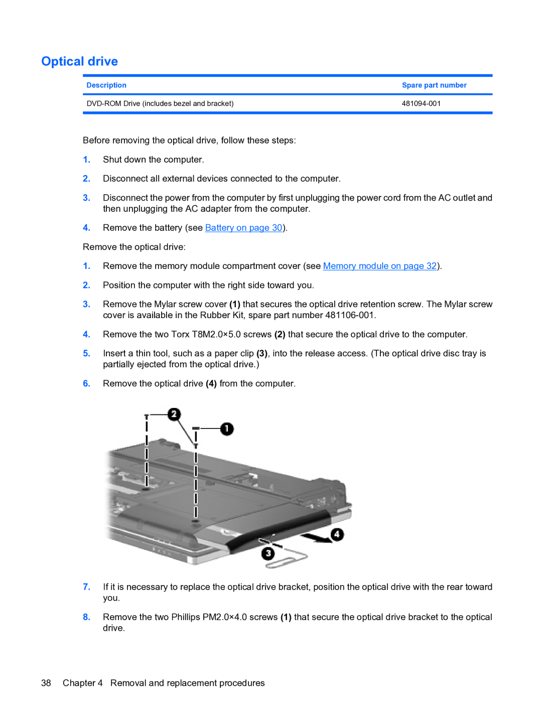 HP 2533t Mobile manual Optical drive 