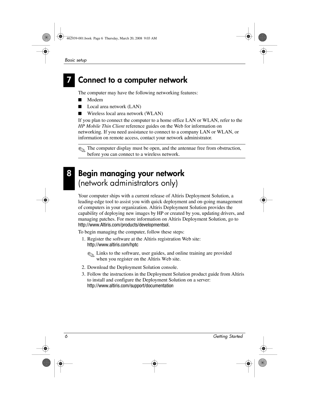 HP 2533T manual Connect to a computer network, Begin managing your network network administrators only 