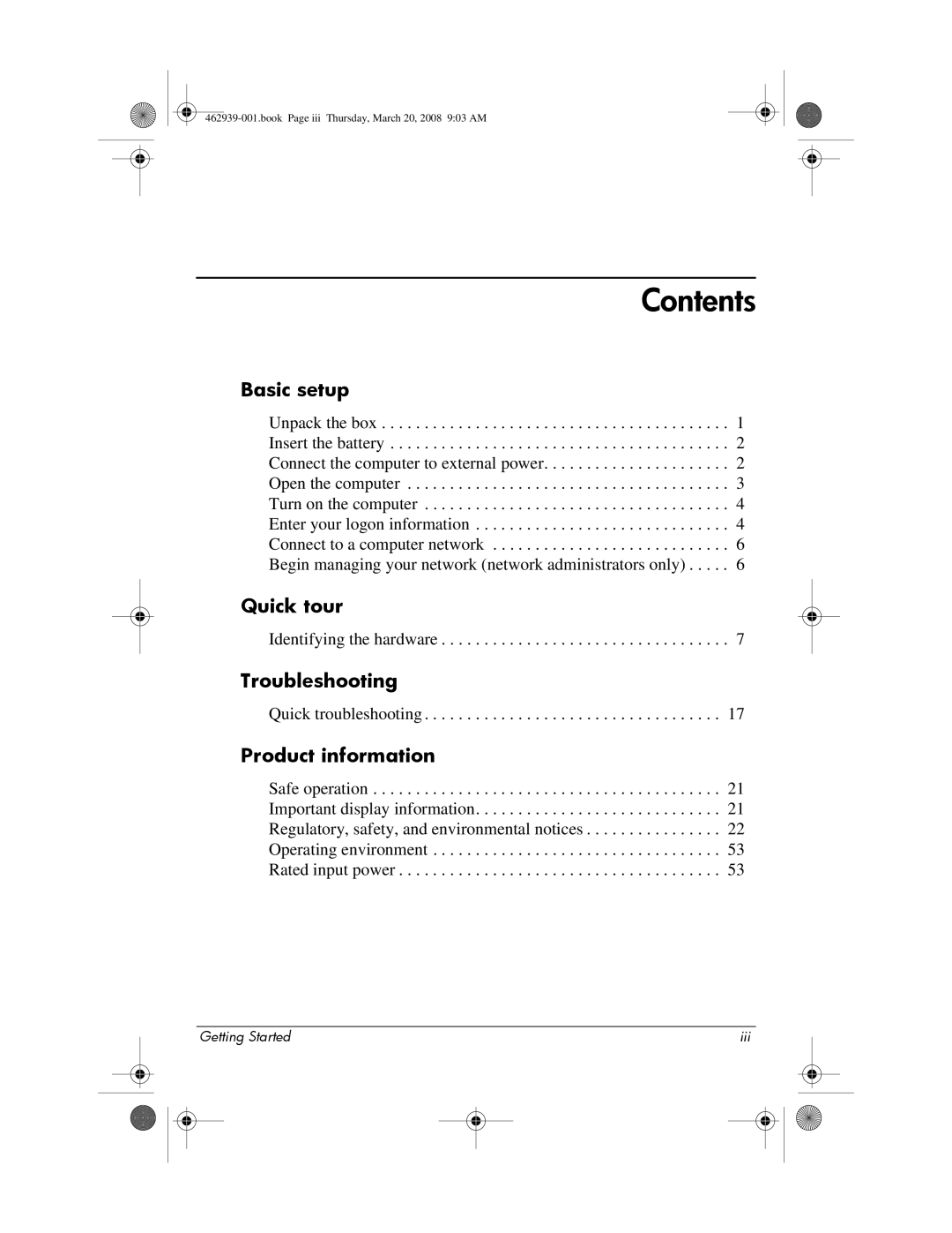 HP 2533T manual Contents 