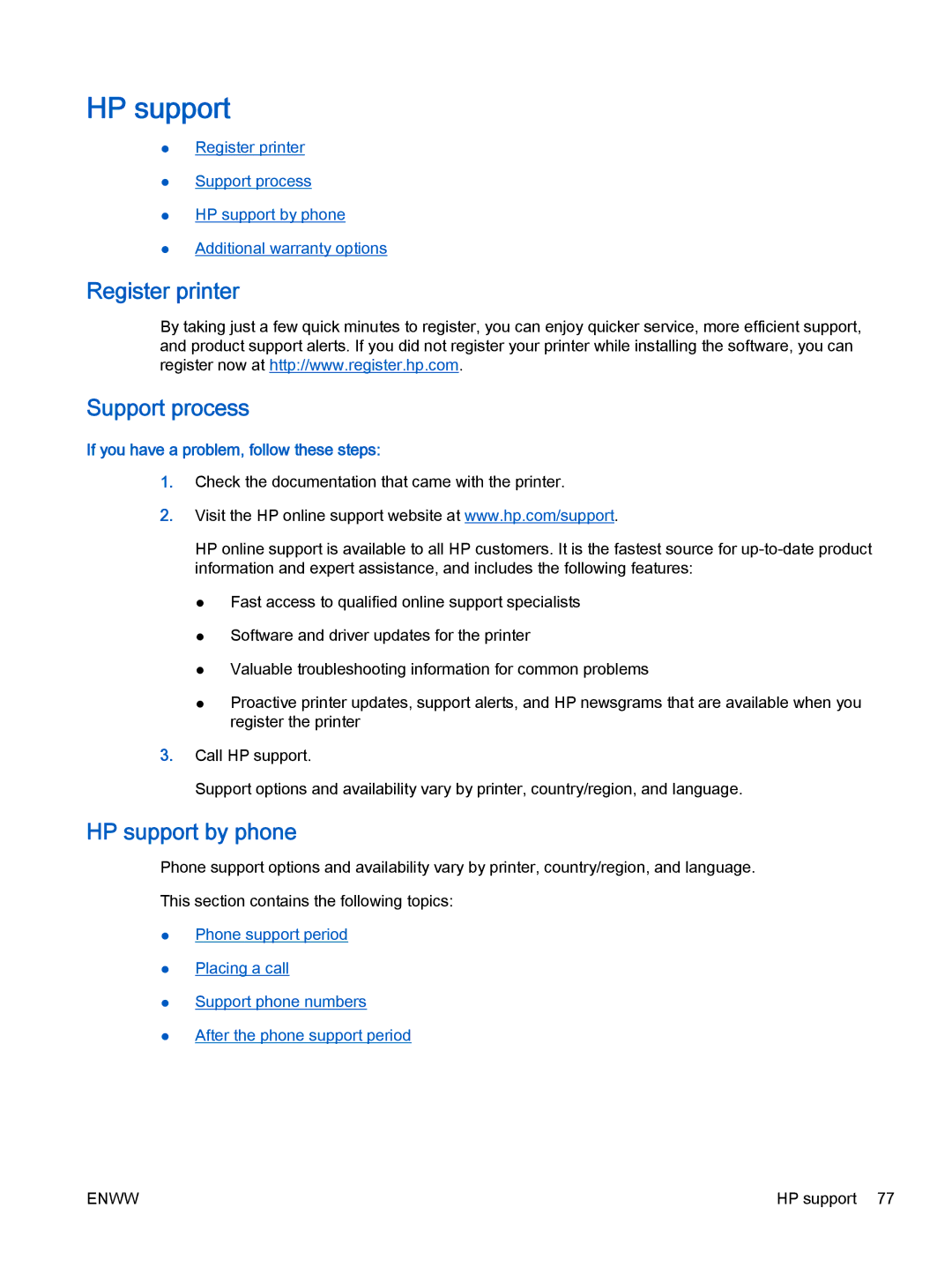 HP 2540 A9U22A#B1H Register printer Support process, HP support by phone, If you have a problem, follow these steps 