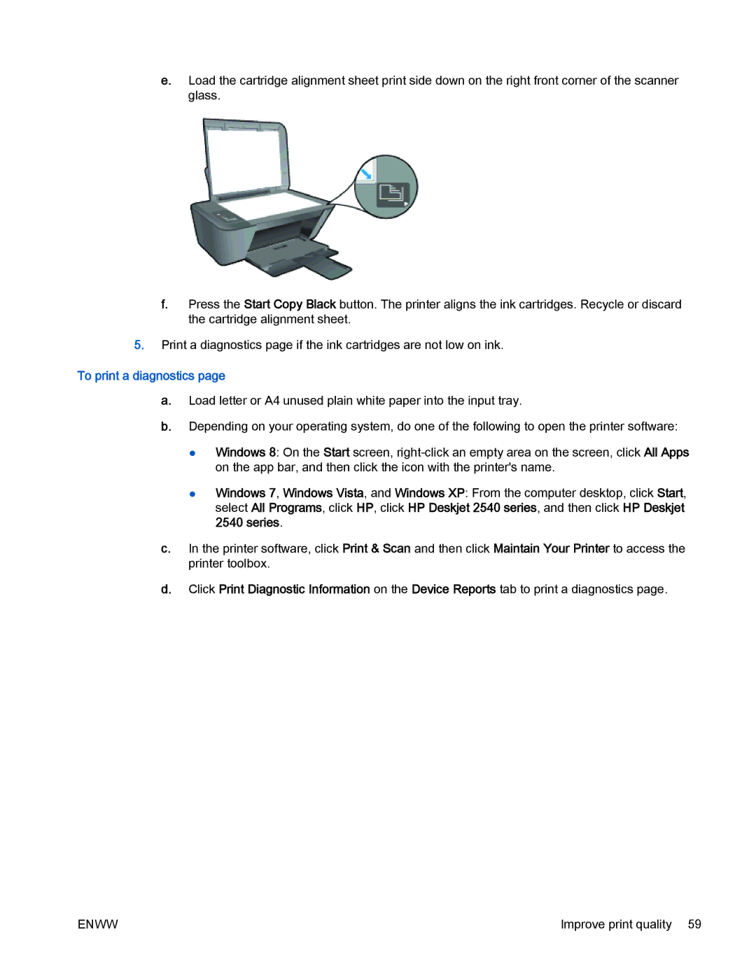 HP 2540 manual To print a diagnostics 