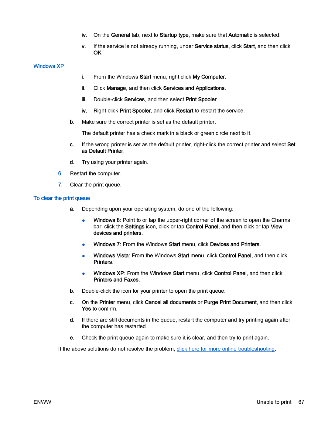 HP 2540 manual Windows XP, To clear the print queue 