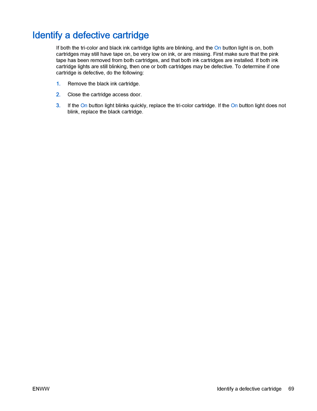 HP 2540 manual Identify a defective cartridge 