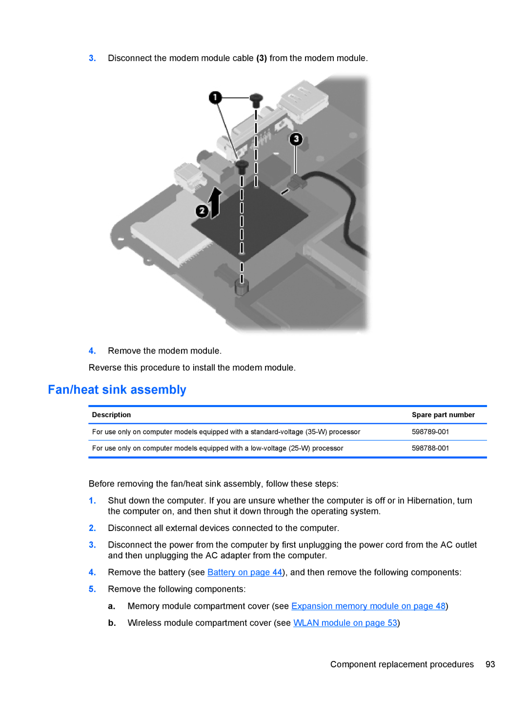 HP 2540p WZ226UT#ABA manual Fan/heat sink assembly 