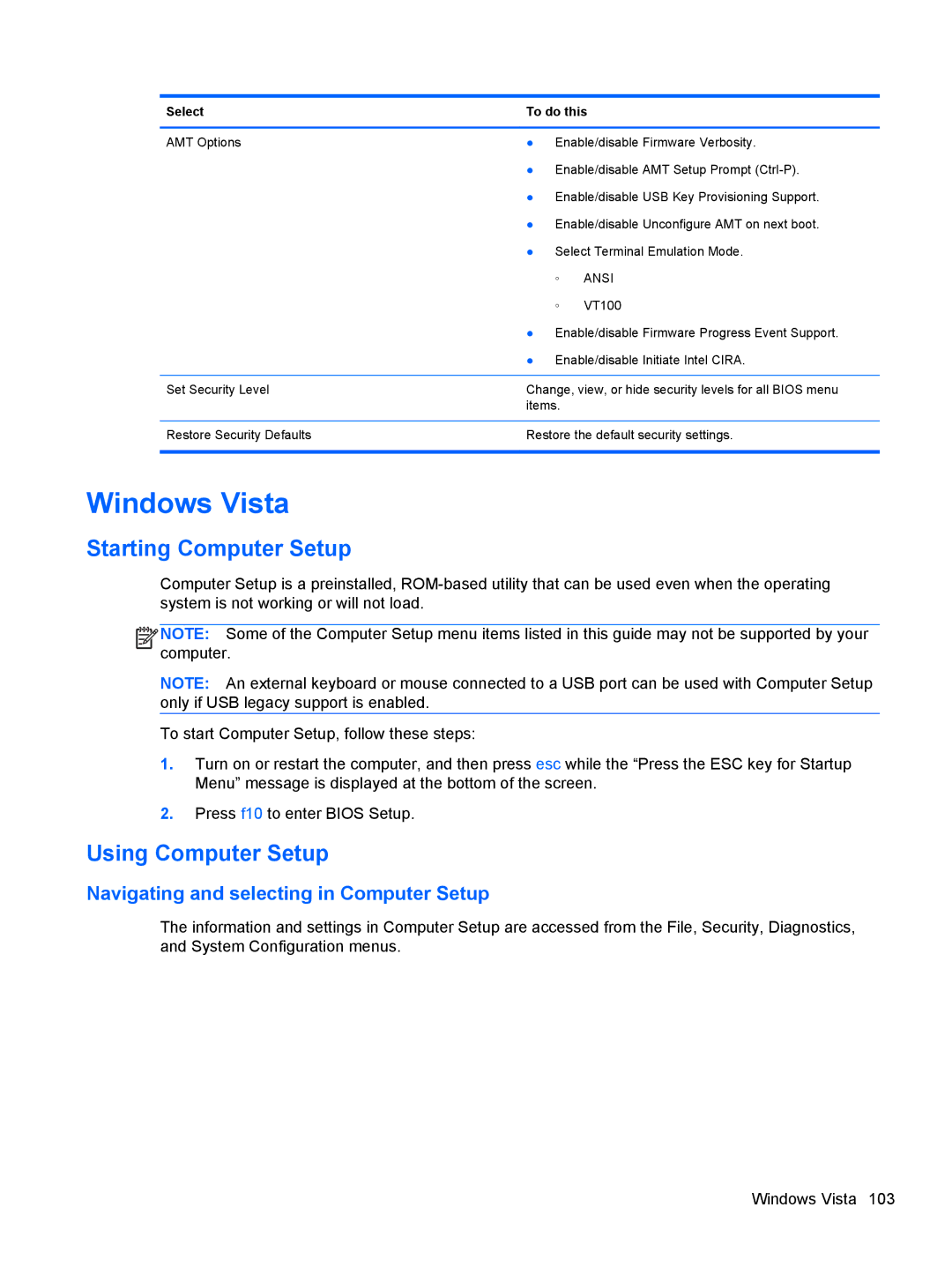 HP 2540p WZ226UT#ABA manual Windows Vista, Ansi 