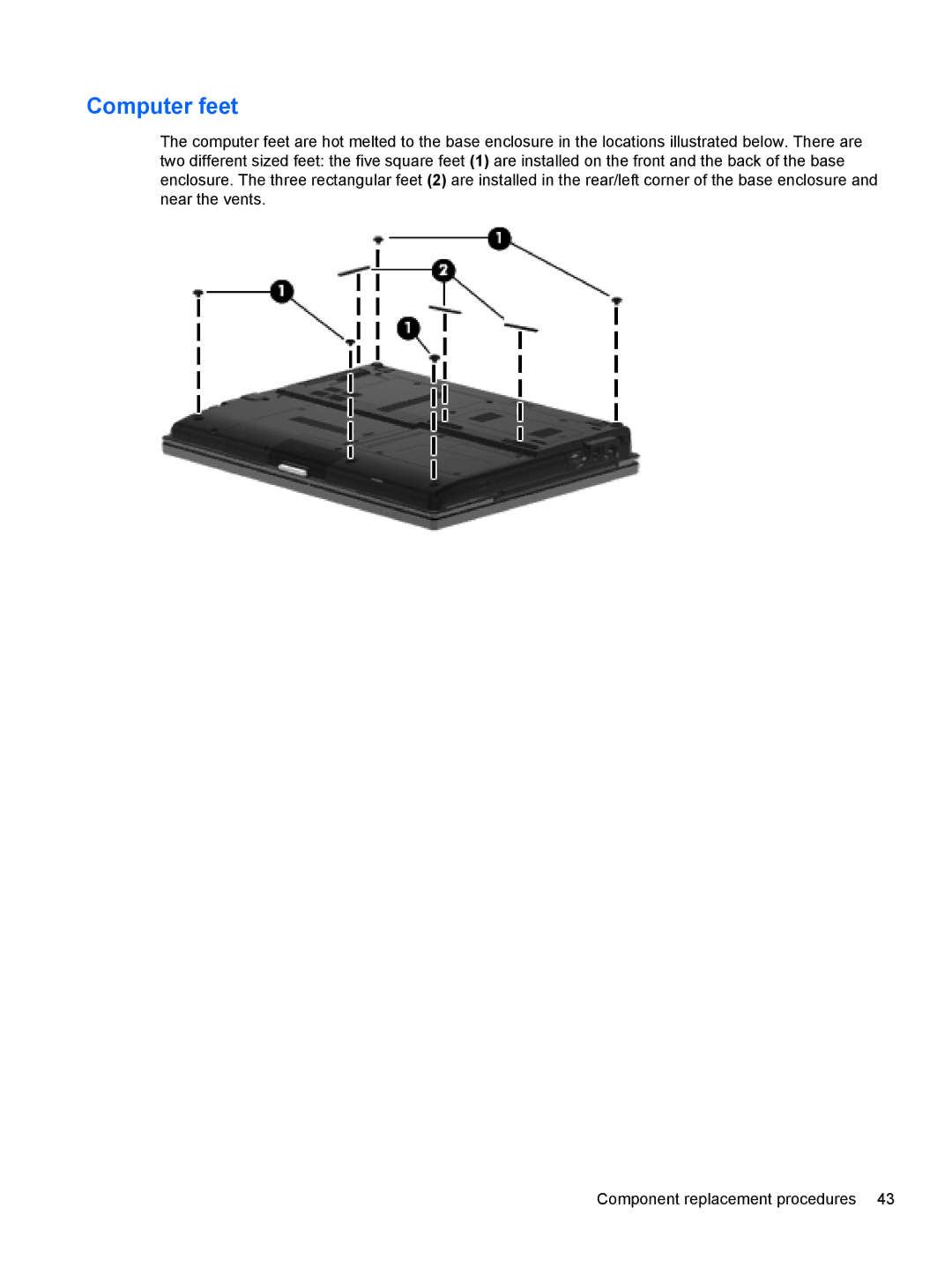 HP 2540p WZ226UT#ABA manual Computer feet 