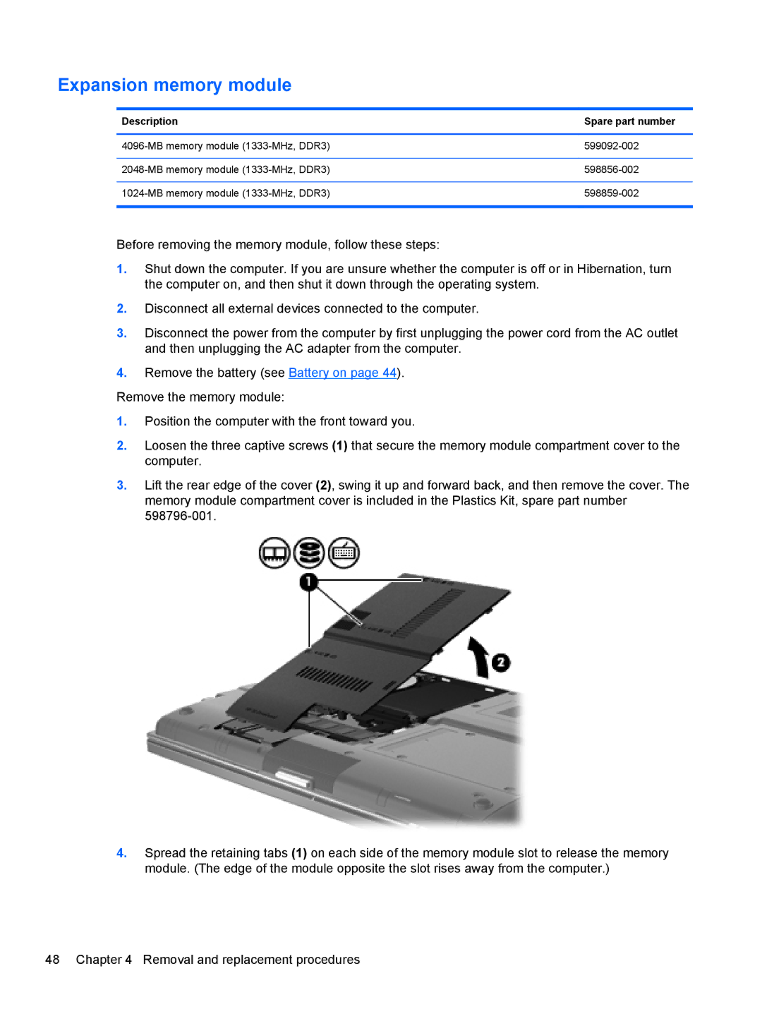 HP 2540p WZ226UT#ABA manual Expansion memory module 