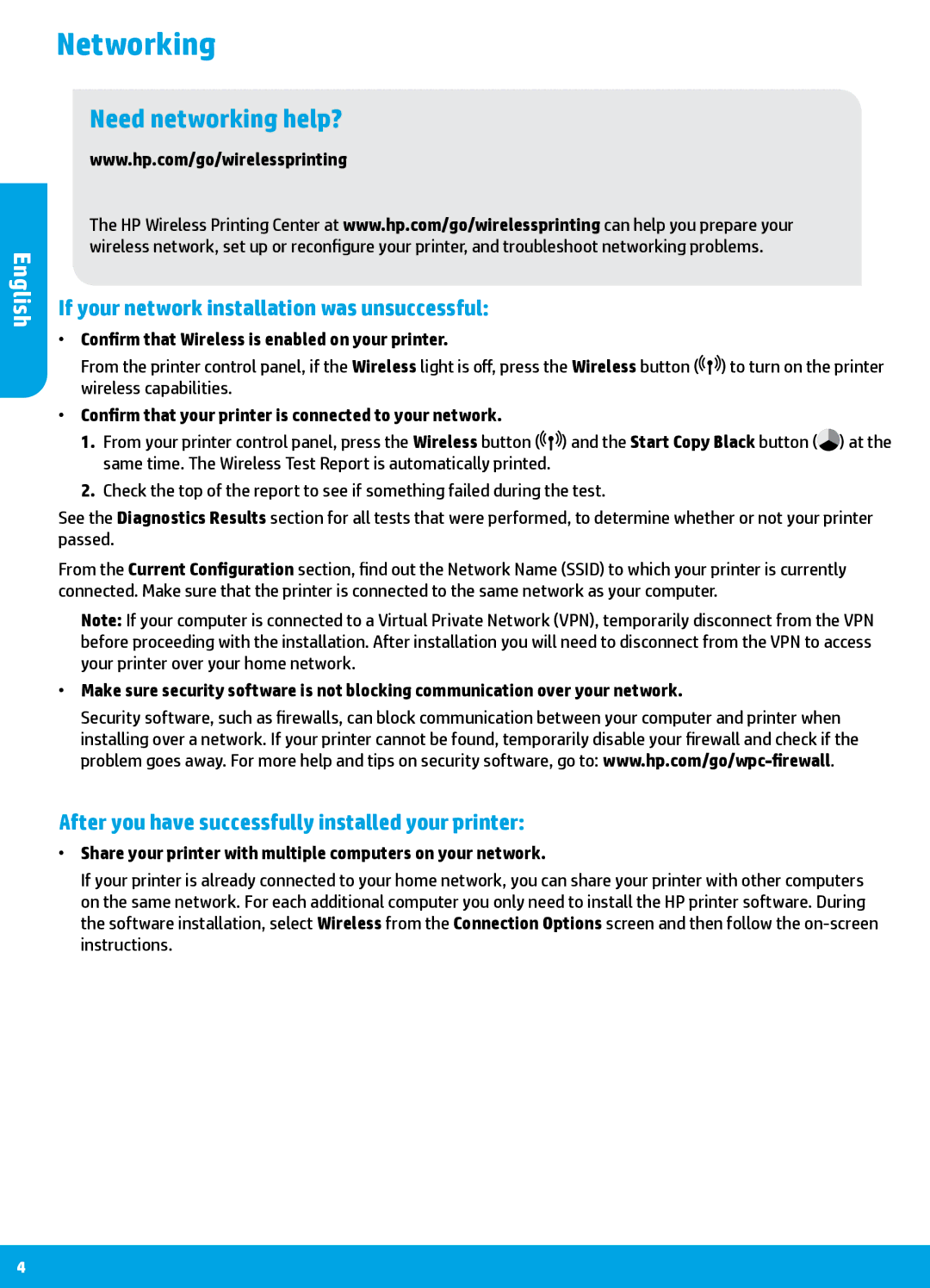 HP 2542, 2541, 2543, 2544 manual Networking, Need networking help?, If your network installation was unsuccessful 