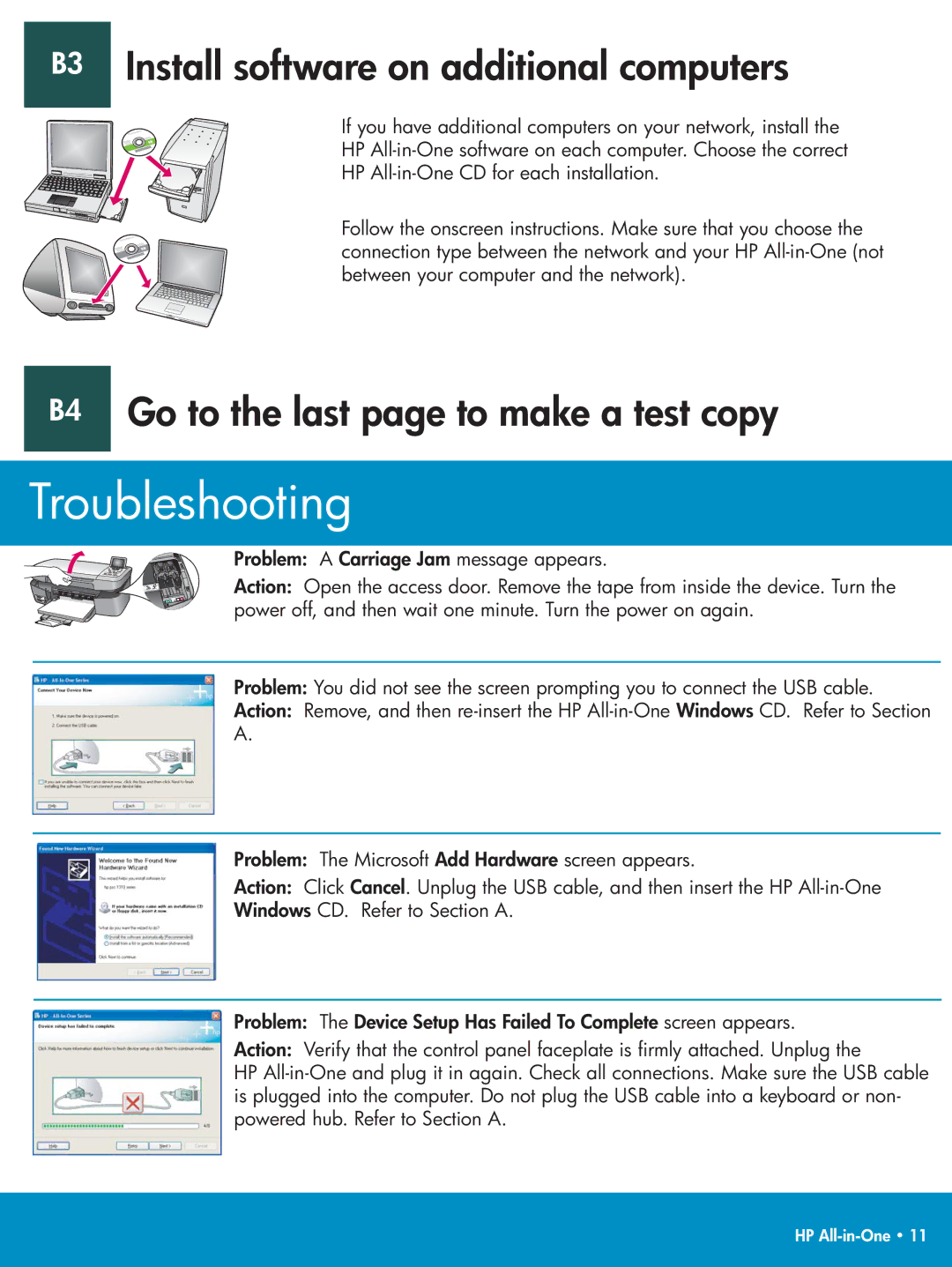 HP 2575xi, 2575v manual B3 Install software on additional computers, B4 Go to the last page to make a test copy 