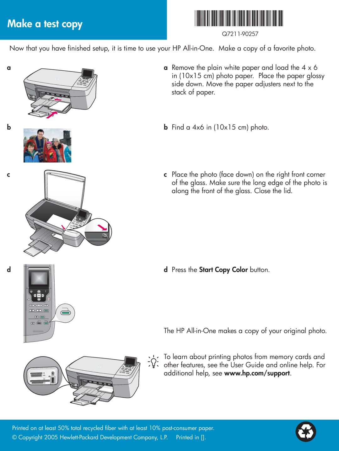 HP 2575v, 2575xi manual Make a test copy 