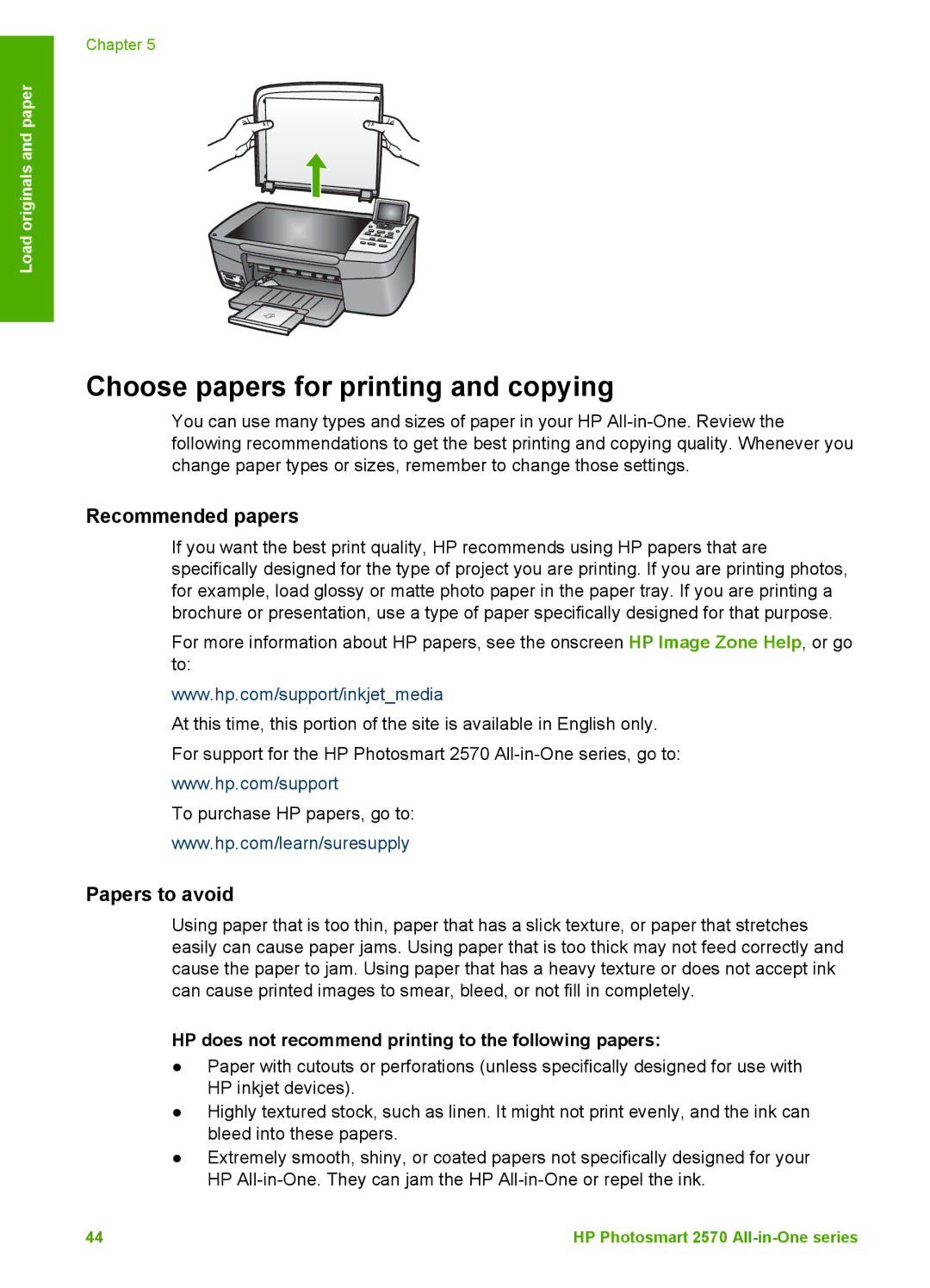 HP 2575xi, 2575v manual Choose papers for printing and copying, Recommended papers, Papers to avoid 