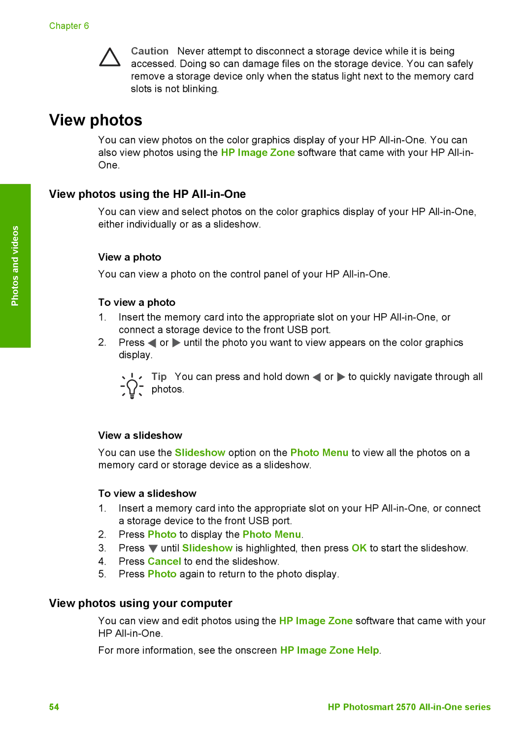 HP 2575xi, 2575v manual View photos using the HP All-in-One, View photos using your computer 