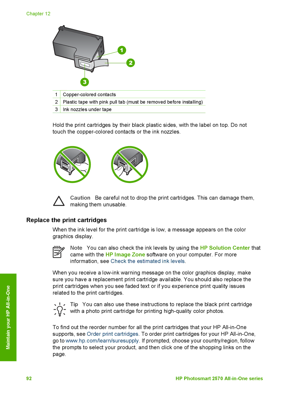 HP 2575xi, 2575v manual Replace the print cartridges 