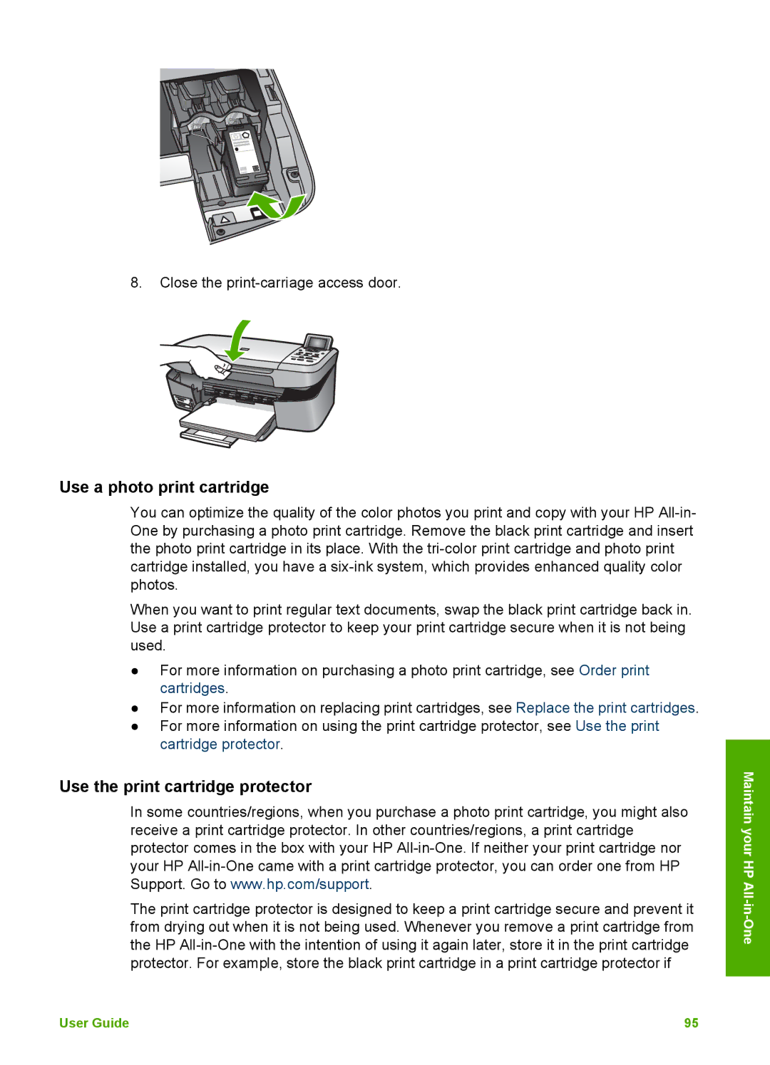 HP 2575v, 2575xi manual Use a photo print cartridge, Use the print cartridge protector 