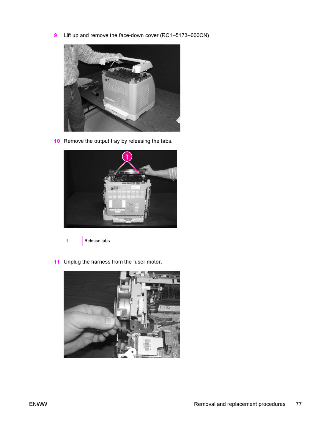 HP 2600 manual Unplug the harness from the fuser motor 