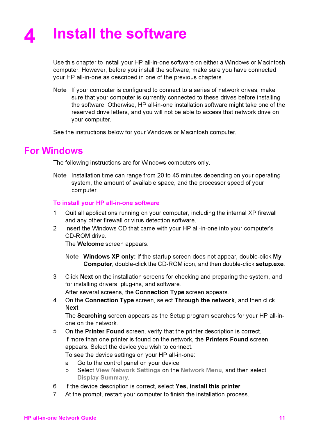 HP 2610xi, 2613, 7310xi manual Install the software, For Windows, To install your HP all-in-one software 